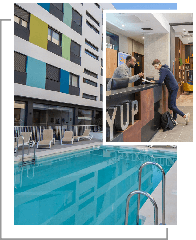 Vista piscina y recepción LIV